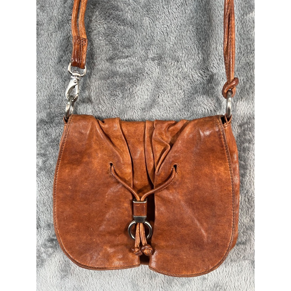 Vintage Cole Haan Leather Crossbody Purse Cognac Brown Saddle Bag Boho Western - Picture 10 of 10